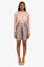 Victoria Victoria Beckham Pink/Grey Lace Long Sleeve Shirt Dress Size 2 US