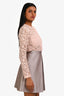 Victoria Victoria Beckham Pink/Grey Lace Long Sleeve Shirt Dress Size 2 US