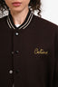 Celine Brown Wool Logo Embroidered Baseball Jacket Size 40
