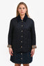 Burberry Navy/ Beige Tartan Pattern Quilted Reversible Jacket Size M