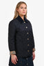 Burberry Navy/ Beige Tartan Pattern Quilted Reversible Jacket Size M