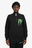 JW Anderson Black/Green Graphic Printed Half Zip Up Long Sleeve Top Size M