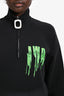 JW Anderson Black/Green Graphic Printed Half Zip Up Long Sleeve Top Size M