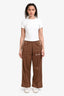 Palm Angels Brown Logo Printed Tracksuit Pants Est. Size Small