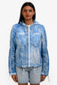 Off-White Blue/White Tie-Dye Patterned Zip-Up Wind Breaker Est. Size M