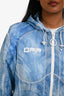 Off-White Blue/White Tie-Dye Patterned Zip-Up Wind Breaker Est. Size M