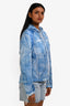 Off-White Blue/White Tie-Dye Patterned Zip-Up Wind Breaker Est. Size M