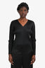 Pleats Please Issey Miyake Black Pleated V Neck Long Sleeve Top Size 5