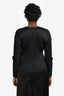 Pleats Please Issey Miyake Black Pleated V Neck Long Sleeve Top Size 5
