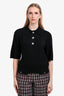 Ba&sh Black Wool Crystal Embellished Button Polo Top Size 3