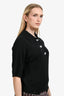 Ba&sh Black Wool Crystal Embellished Button Polo Top Size 3