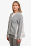 Sacai 2018 White/Grey Lace Back Fringe Hemmed Cardigan Size 3