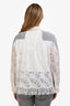 Sacai 2018 White/Grey Lace Back Fringe Hemmed Cardigan Size 3