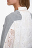 Sacai 2018 White/Grey Lace Back Fringe Hemmed Cardigan Size 3