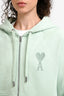 Ami Mint Green Logo Embroidered Zip-Up Hoodie Size S