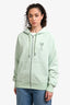 Ami Mint Green Logo Embroidered Zip-Up Hoodie Size S