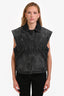 Ba&sh Black Denim Geometrical Patterned Vest Size 2