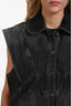 Ba&sh Black Denim Geometrical Patterned Vest Size 2