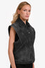 Ba&sh Black Denim Geometrical Patterned Vest Size 2