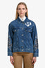 Maje Blue Denim Ride Out Tiger Embroidered Jacket Size 40