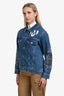Maje Blue Denim Ride Out Tiger Embroidered Jacket Size 40