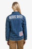 Maje Blue Denim Ride Out Tiger Embroidered Jacket Size 40
