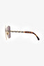 Pre-Loved Chanel™ Gold Tone Metal Butterfly Framed Sunglasses With Chain