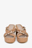 Valentino Mauve Leather/Rope Detail Rockstud Wedge Heels Size 37
