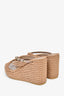 Valentino Mauve Leather/Rope Detail Rockstud Wedge Heels Size 37