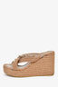 Valentino Mauve Leather/Rope Detail Rockstud Wedge Heels Size 37