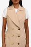 Balmain Beige Monogram Jacquard Cotton Sleeveless Blazer Dress Size 40