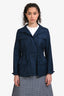 Akris Punto Blue Cashmere Silk Blend Cinched Waist Light Jacket Size 4
