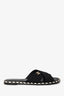 Pre-Loved Chanel™ Black Canvas/Leather Braided Trim CC Logo Slides Size 39C