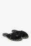 Pre-Loved Chanel™ Black Canvas/Leather Braided Trim CC Logo Slides Size 39C