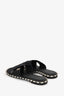Pre-Loved Chanel™ Black Canvas/Leather Braided Trim CC Logo Slides Size 39C