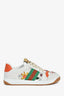 Gucci White/Orange Canvas/Leather Flora 'Screener' Sneakers Size 37