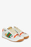 Gucci White/Orange Canvas/Leather Flora 'Screener' Sneakers Size 37