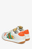 Gucci White/Orange Canvas/Leather Flora 'Screener' Sneakers Size 37