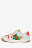 Gucci White/Orange Canvas/Leather Flora 'Screener' Sneakers Size 37