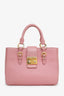 Miu Miu Pink Leather Push Lock Flap Top Handle Bag