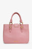 Miu Miu Pink Leather Push Lock Flap Top Handle Bag