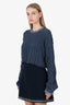 Miu Miu Blue Cut-out Cropped Cable-Knit Distressed Sweater Size 36