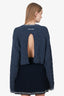 Miu Miu Blue Cut-out Cropped Cable-Knit Distressed Sweater Size 36
