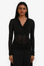 Toteme Black Sheer Draped V-Neck Top Size XXS