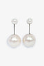 Salvatore Ferragamo Silver Tone White Pearl Drop Earrings