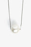 Salvatore Ferragamo Silver Tone White Oversized Pearl Necklace