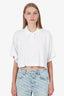 Alexander Wang White Cropped Polo T-Shirt Size S
