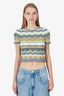 M Missoni Blue/Green Crochet Patterned Top Size 38