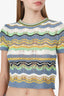 M Missoni Blue/Green Crochet Patterned Top Size 38