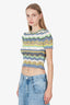 M Missoni Blue/Green Crochet Patterned Top Size 38